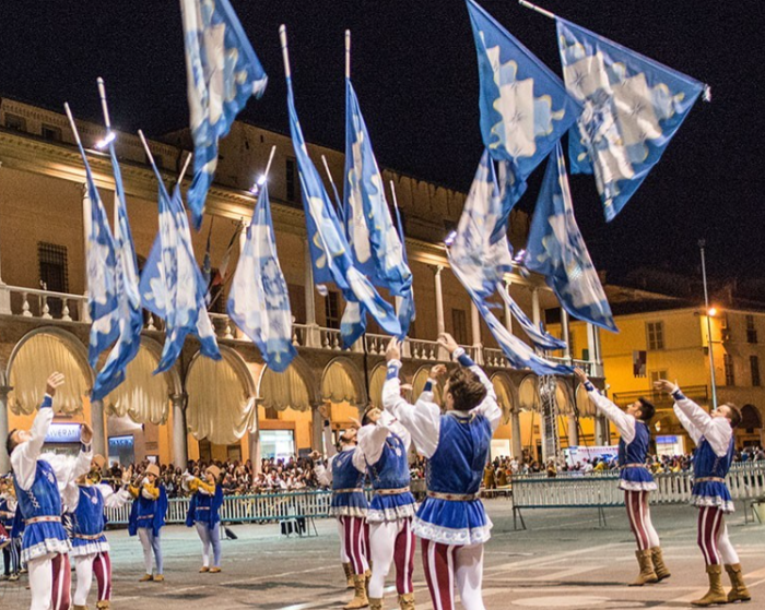 Example of Italian flag throwers that Sister Cities hosted in Morgan Hill, July 2026